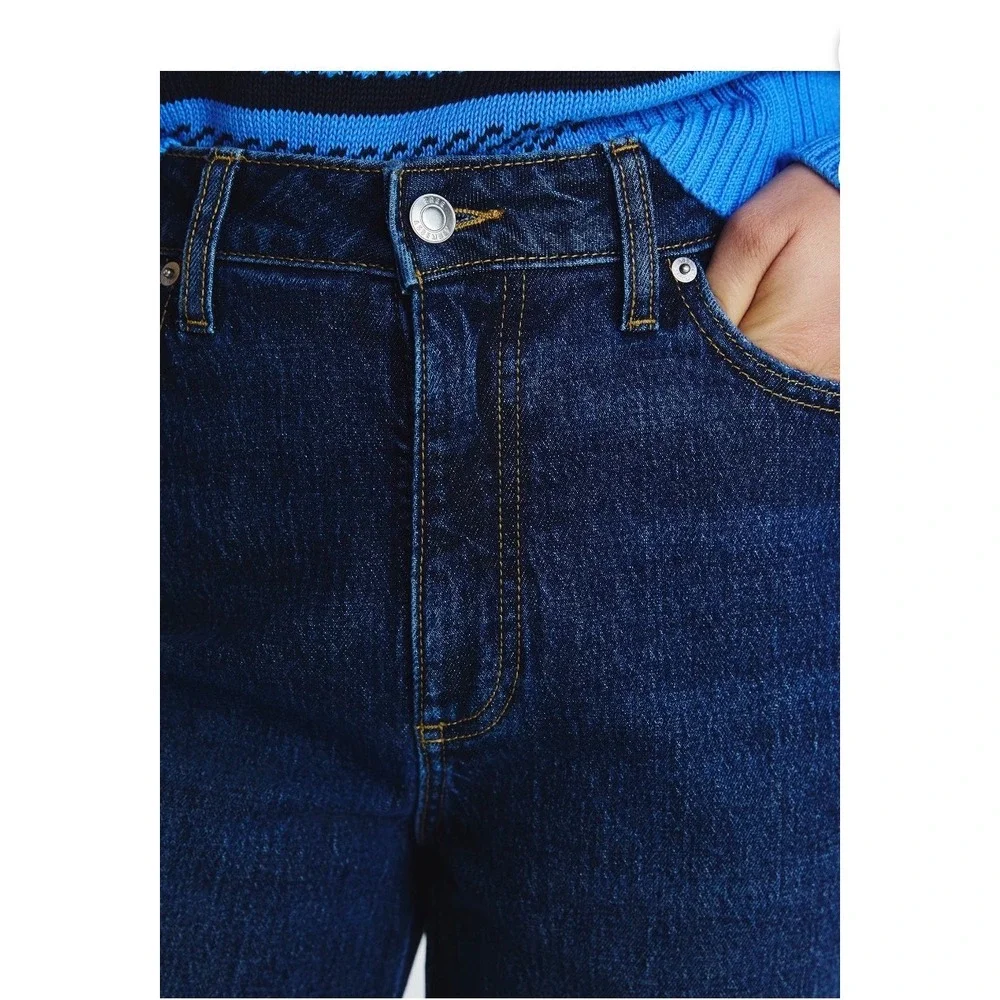 Free Assembly Wide Leg Jeans Womens 14 Dark Wash New Raw‎ Hem High Rise Grunge